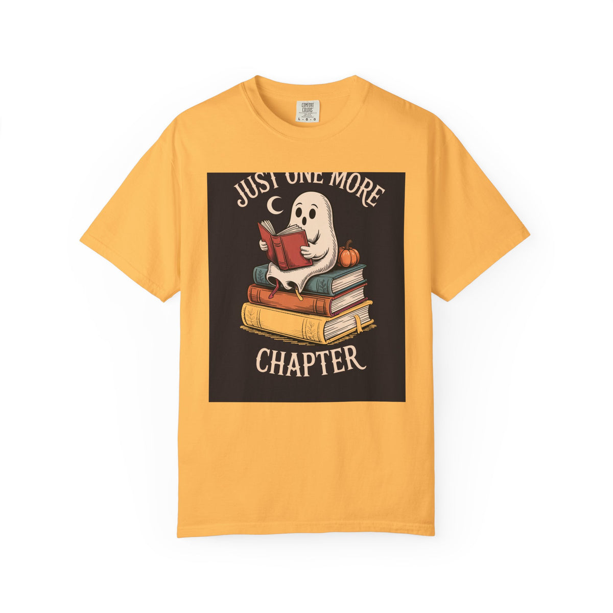 Just One More Chapter Ghost Shirt, Halloween Reading Tee, Bookish Ghost T-Shirt, Cozy Spooky Season Gift for Book Lovers