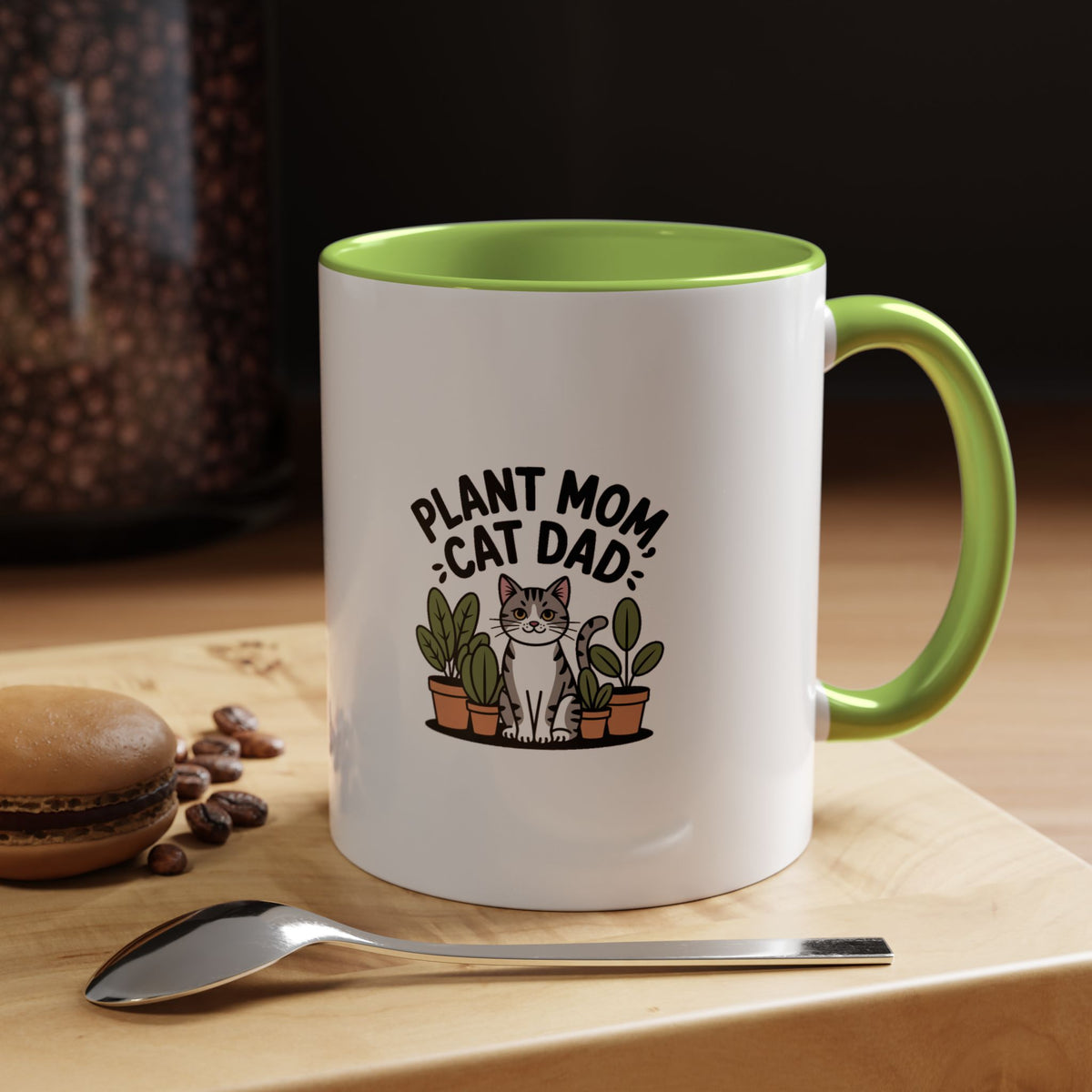 Plant Mom Cat Dad Mug, Funny Cat Plant Lover Gift, Cute Cat with Plants Coffee Mug, Plant Mom Gift, Crazy Plant Lady Mug