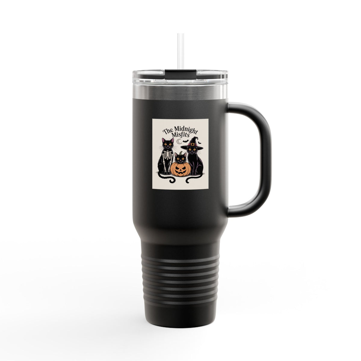 Halloween Cats Travel Mug, Funny Black Cat Tumbler 40oz, Spooky Season Insulated Cup, Cute Cat Costume Halloween Gift