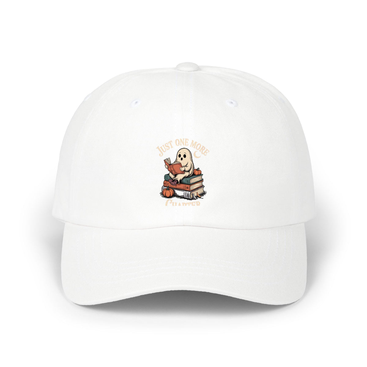 Just One More Chapter Ghost Dad Hat, Halloween Reading Cap, Spooky Book Lover Gift, Bookish Ghost Embroidered Hat, Cozy Fall Cap
