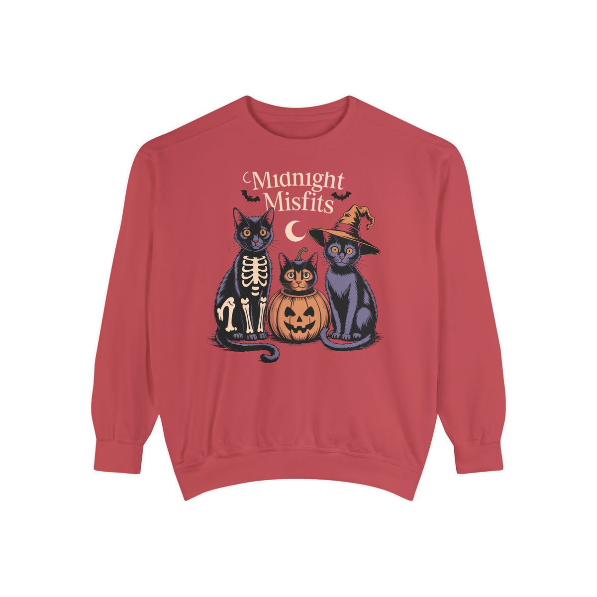 The Midnight Misfits Cats Halloween Sweatshirt, Funny Black Cat Costume Crewneck, Spooky Season Cat Lover Gift