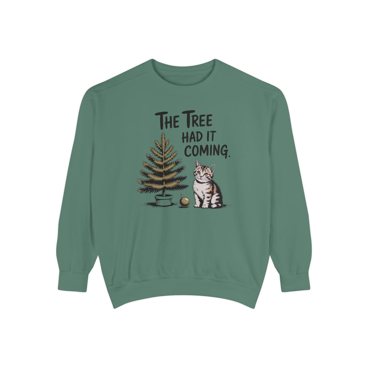 Cat Lover Sweatshirt, Funny Christmas Cat Gift, The Tree Had It Coming Crewneck, Cat Mom Christmas Sweater, Funny Holiday Gift For Cat Love…