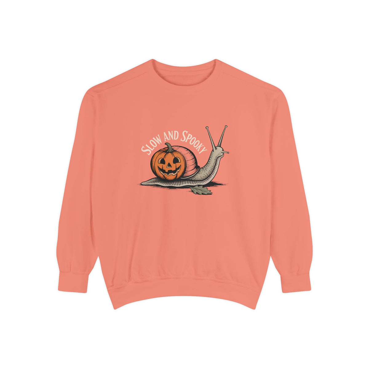 Slow And Spooky Snail Sweatshirt, Halloween Garden Snail Crewneck, Pumpkin Shell Vintage Engraving Tee, Spooky Season Gift