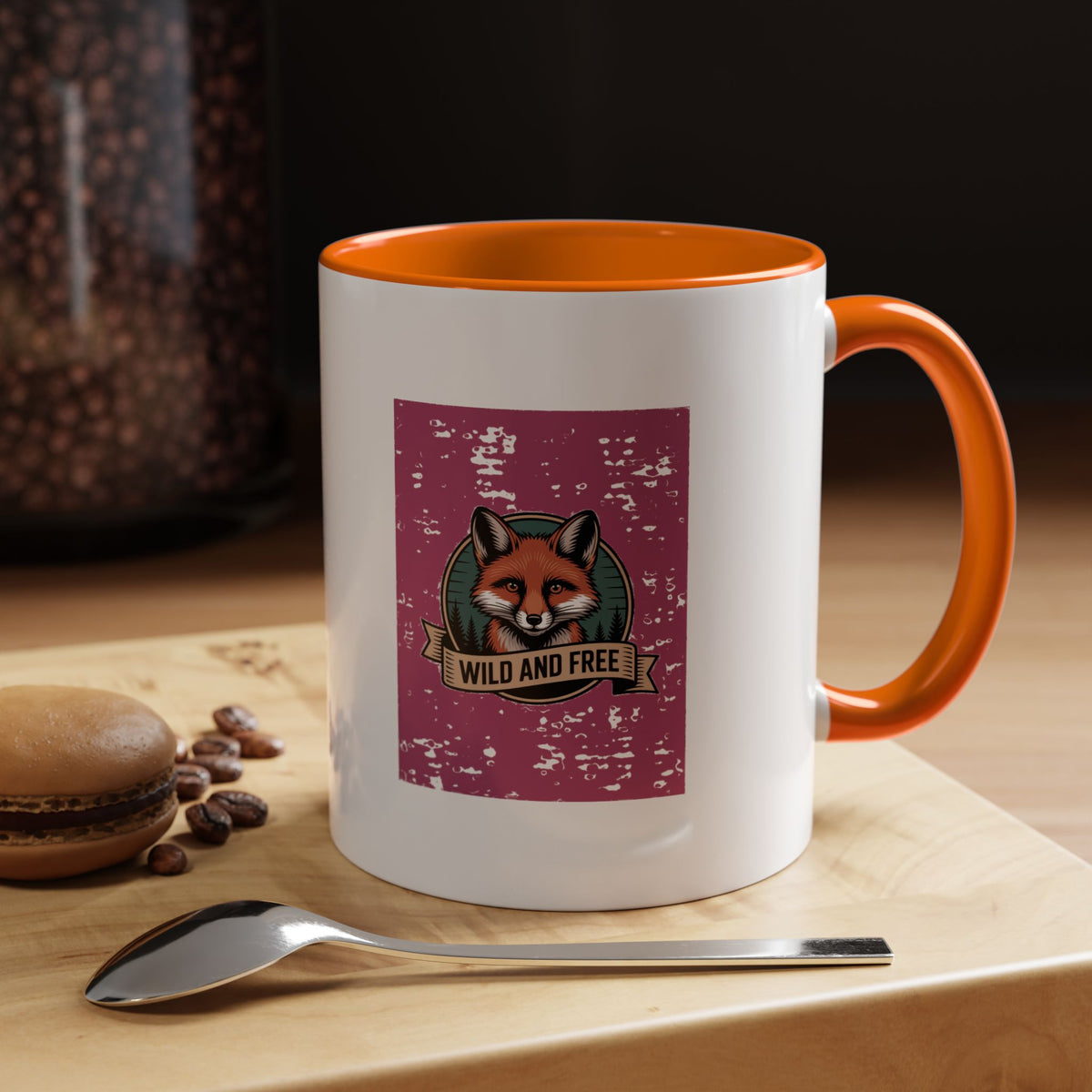 Retro Fox Badge Mug, Vintage Wildlife Patch Coffee Mug, Wild And Free Outdoor Mug, Fox Lover Gift, Camping Nature Ceramic Mug