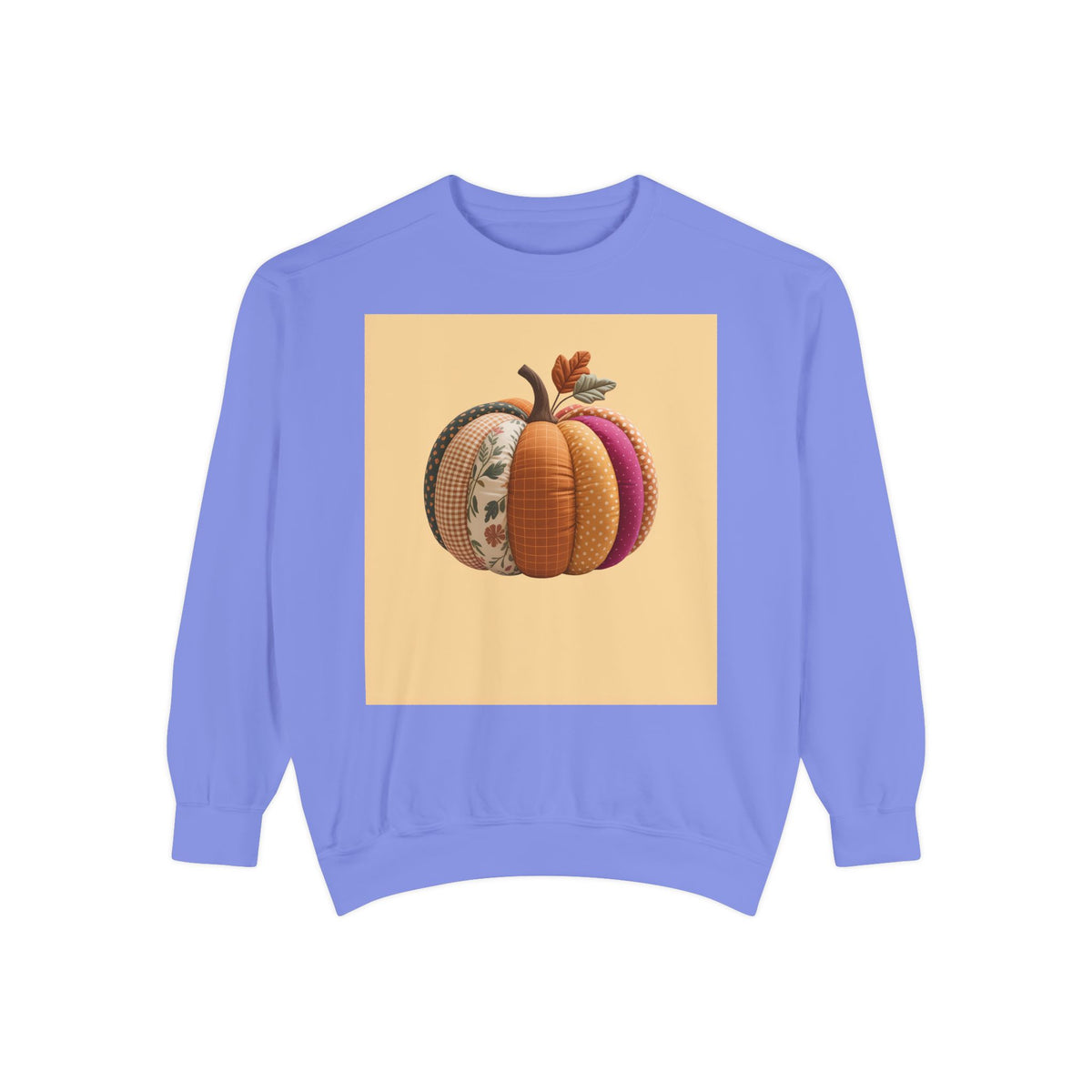 Patchwork Pumpkin Sweatshirt, Fall Quilted Pumpkin Crewneck, Halloween Shirt, Cozy Autumn Gift, Embroidered Style Pumpkin Sweater