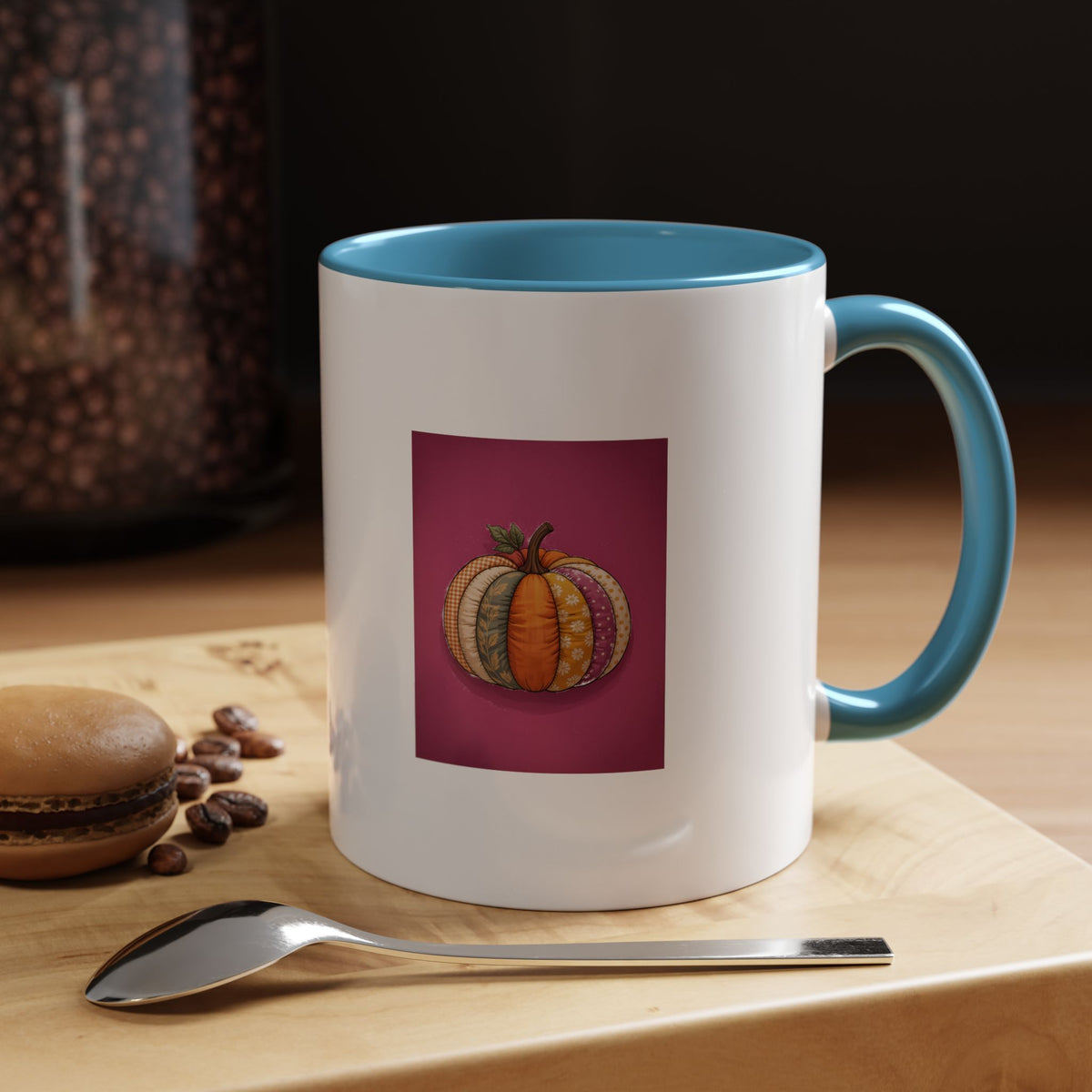 Patchwork Pumpkin Mug, Halloween Coffee Cup, Cute Fall Pumpkin Ceramic Mug, Autumn Gift, Cozy Halloween Season Accent Mug