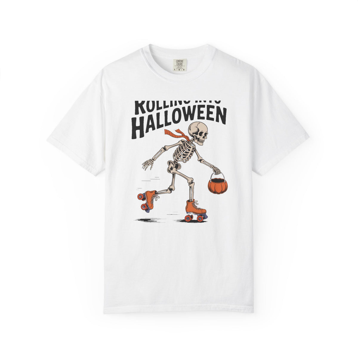 Rolling Into Halloween Skeleton Shirt, Retro Roller Skate Skeleton Tee, Funny Halloween T-Shirt, Vintage Spooky Season Gift