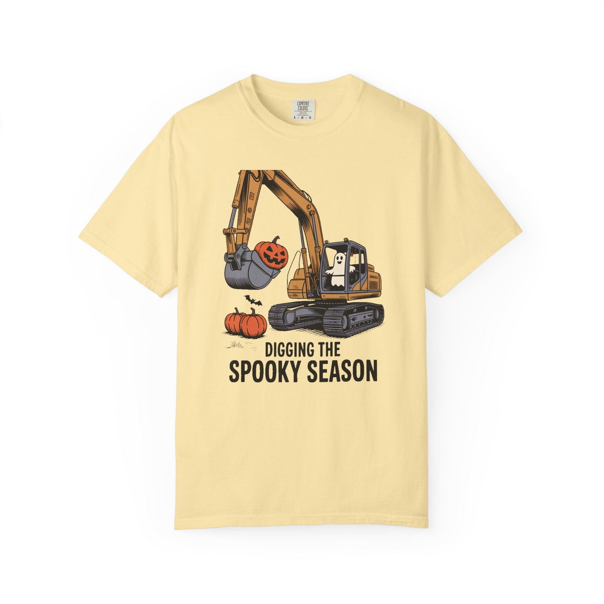 Digging The Spooky Season Excavator Shirt, Funny Halloween Construction Tee, Ghost Pumpkin Halloween T-Shirt, Excavator Lover Gift