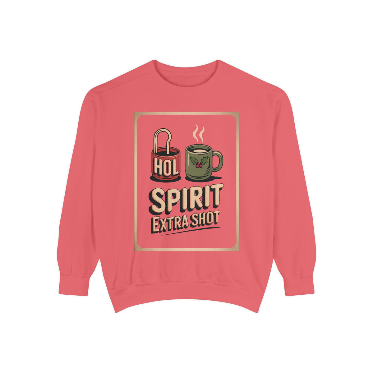 Coffee Lover Christmas Sweatshirt, Holiday Spirit Extra Shot Crewneck, Funny Christmas Coffee Gift, Retro Diner Lettering Sweatshirt, Coffe…