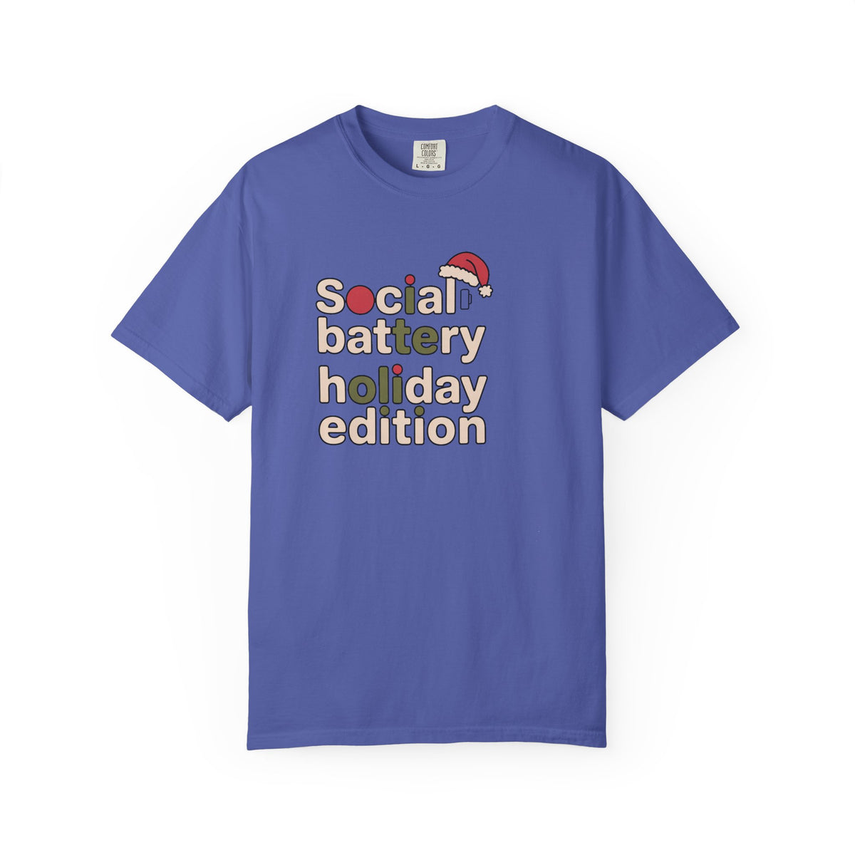 Social Battery Holiday Edition Shirt, Funny Christmas Tee For Socially Tired, Introvert Christmas Gift, Low Battery Holiday Shirt, Funny Xm…