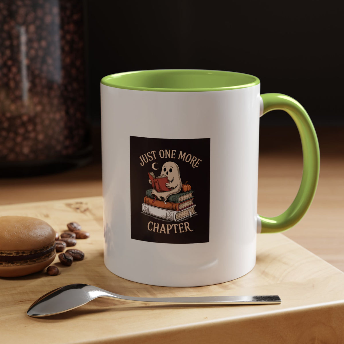 Just One More Chapter Ghost Mug, Halloween Reading Mug, Bookish Ghost Coffee Cup, Cozy Fall Book Lover Gift, Spooky Season Mug