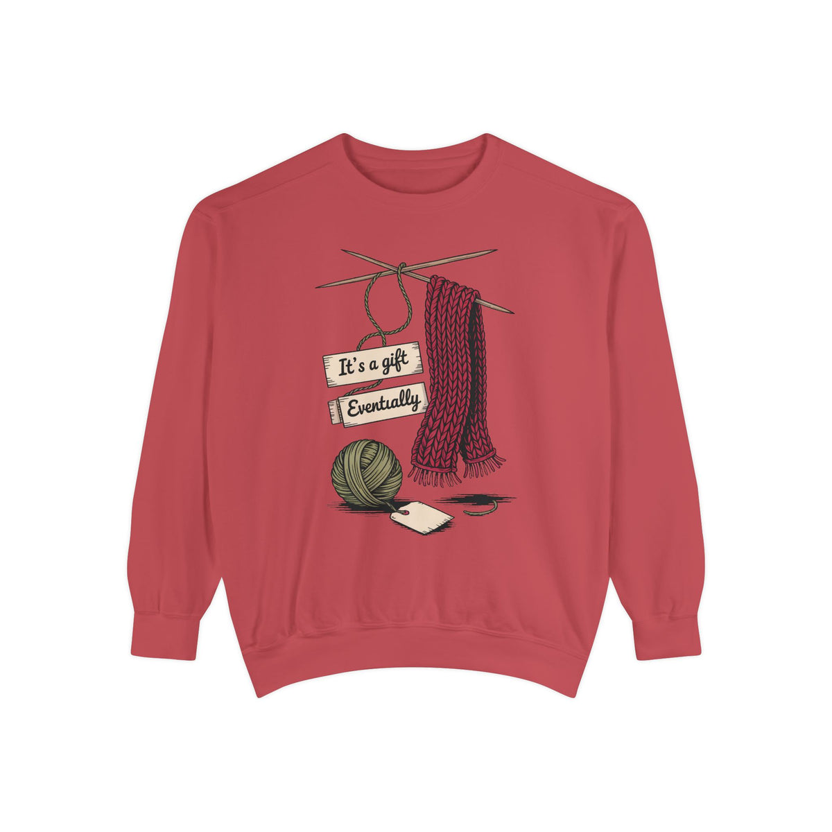 Knitter Christmas Sweatshirt, It's A Gift Eventually, Funny Knitting Crewneck, Christmas Gift For Knitter, Yarn Lover Sweatshirt, Crafter H…