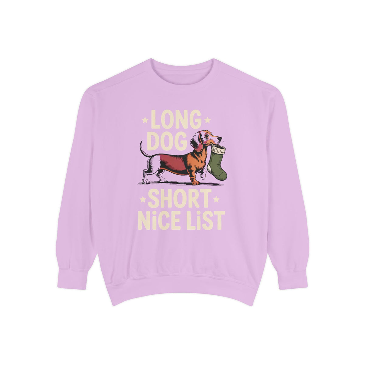 Dachshund Lover Sweatshirt, Funny Christmas Gift For Dog Mom, Long Dog Short Nice List Crewneck, Dachshund Christmas Sweatshirt, Weiner Dog…