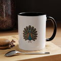 Cute Peacock Mug, Fanned Feather Peacock Coffee Cup, Bird Lover Gift, Cartoon Peacock Ceramic Mug, Colorful Feather Pattern Mug