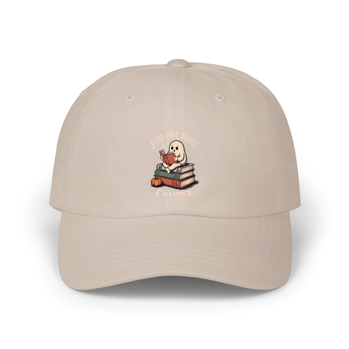 Just One More Chapter Ghost Dad Cap, Halloween Book Lover Hat, Spooky Season Reading Embroidered Cap, Cute Ghost Bookworm Gift