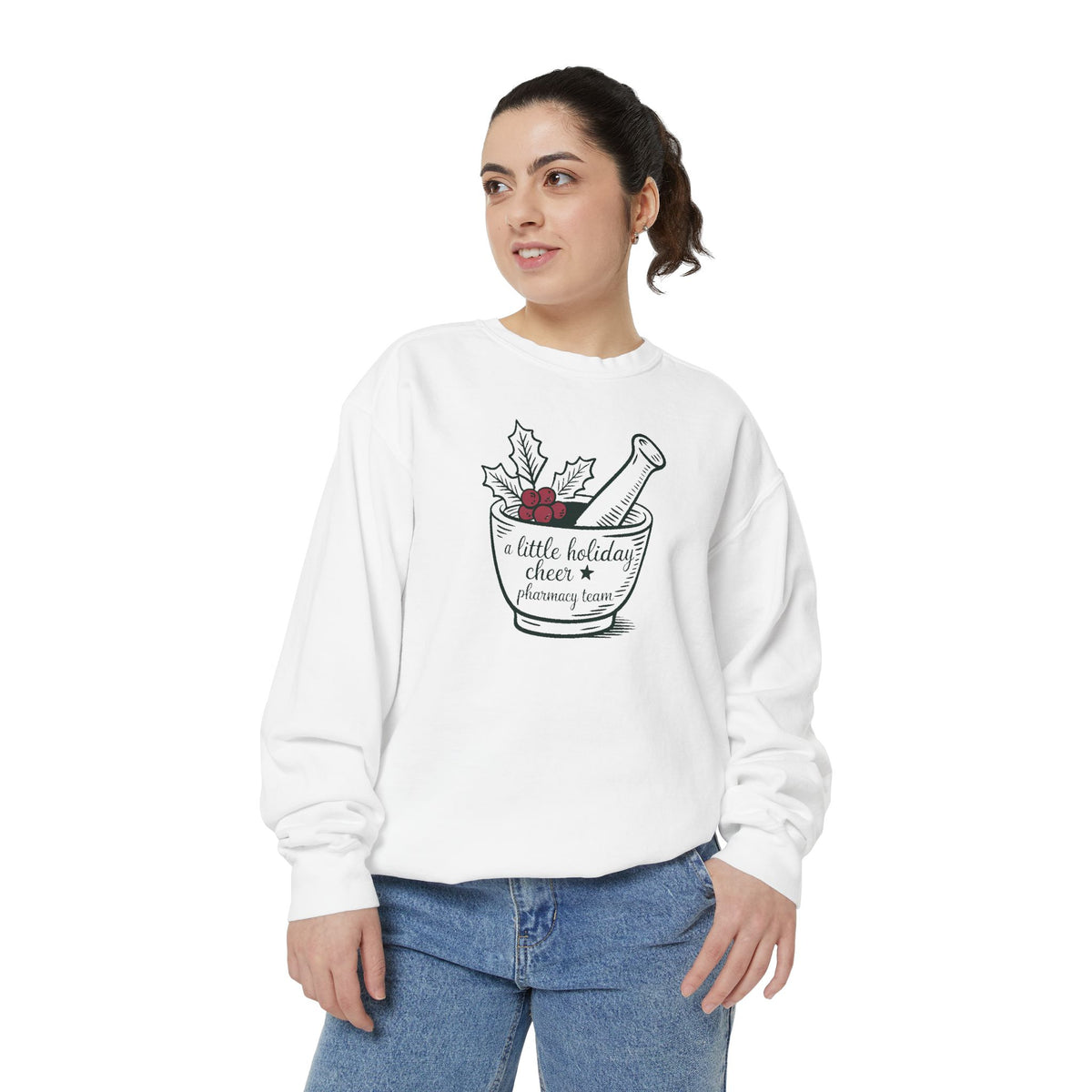 Pharmacy Team Sweatshirt, Christmas Gift For Pharmacist, A Little Holiday Cheer Crewneck, Pharmacy Christmas Crew Shirt, Pharm Tech Holiday…
