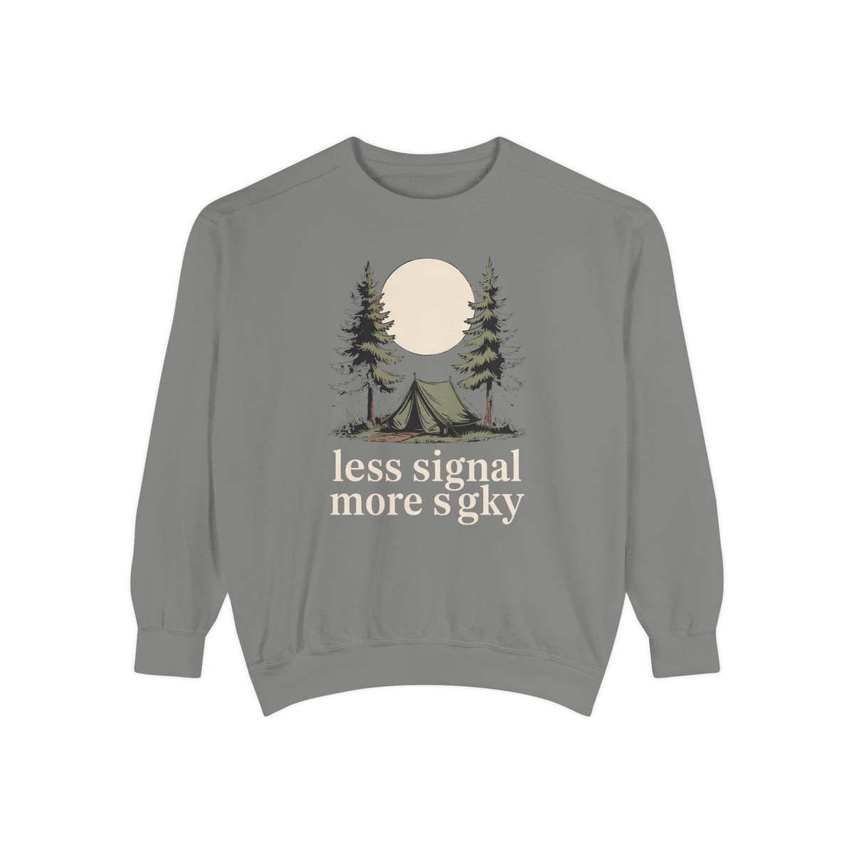 Camper Sweatshirt, Less Signal More Sky, Camping Gift For Campers, Outdoor Hobby Crewneck, Nature Lover Gift, Vintage Camp Sweatshirt