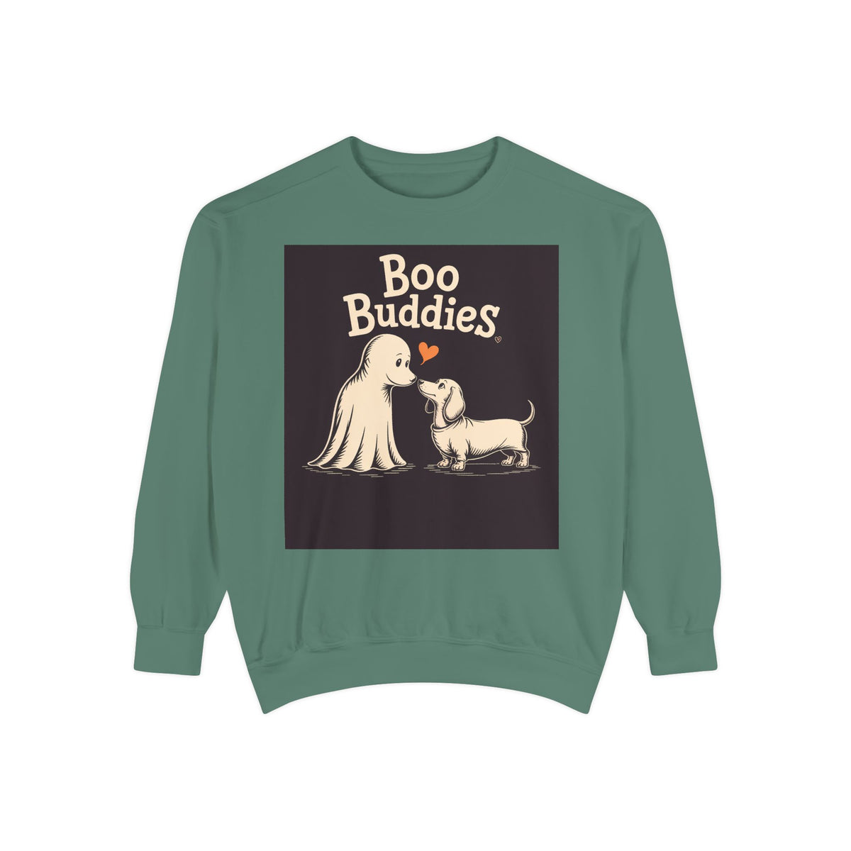 Boo Buddies Dog And Ghost Sweatshirt, Cute Dachshund Halloween Crewneck, Funny Ghost Dog Lover Halloween Gift
