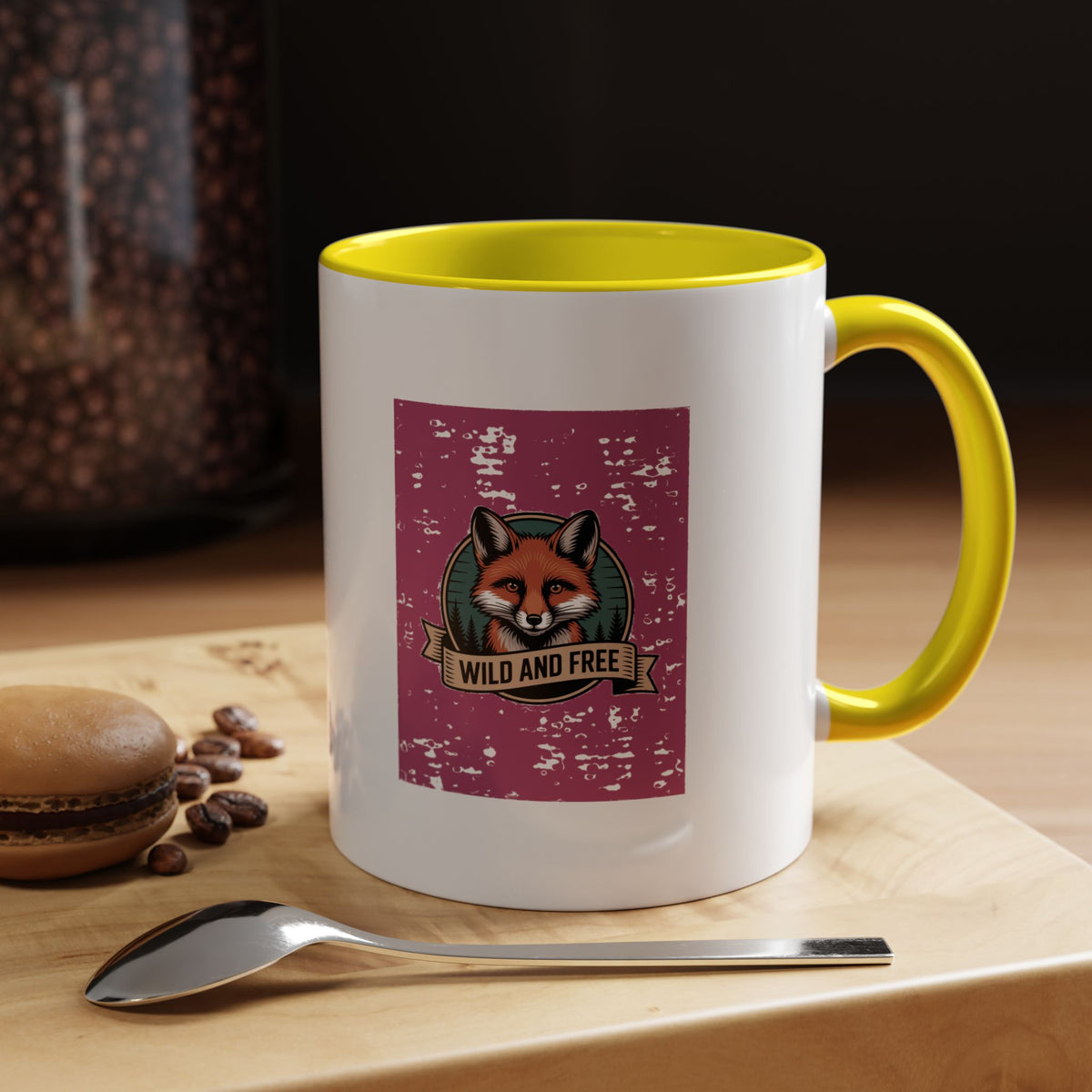 Retro Fox Badge Mug, Vintage Wildlife Patch Coffee Mug, Wild And Free Outdoor Mug, Fox Lover Gift, Camping Nature Ceramic Mug