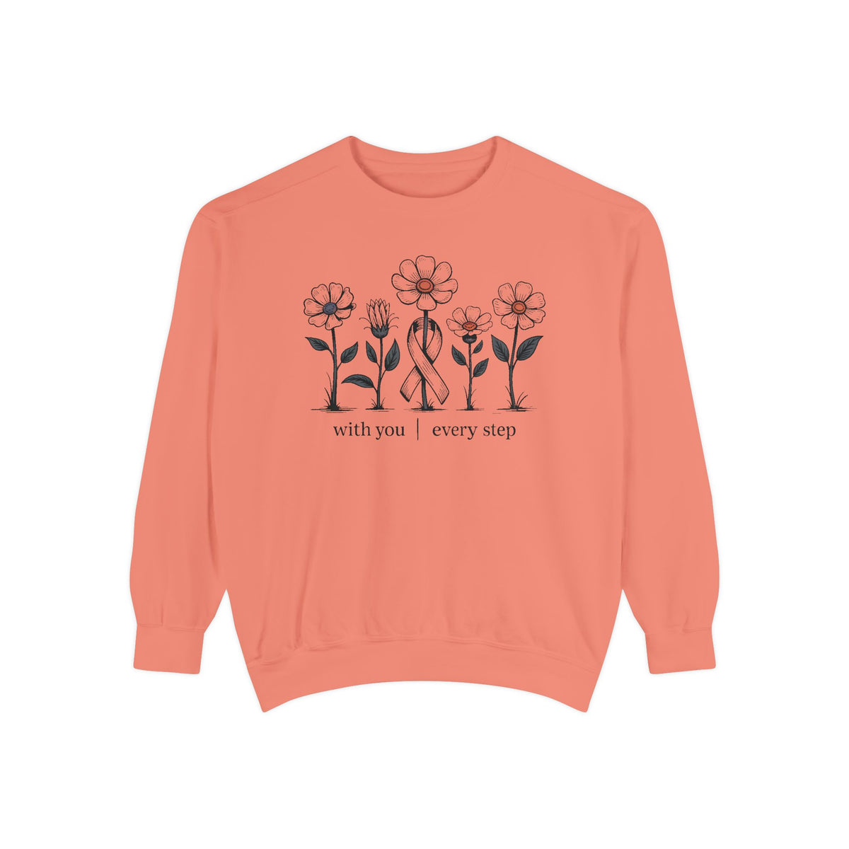 Breast Cancer Support Sweatshirt, With You Every Step Crewneck, Awareness Gift For Her, Breast Cancer Survivor Gift, Pink Ribbon Sweatshirt…