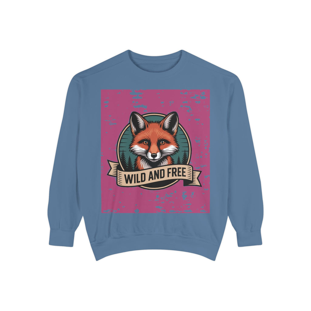Retro Fox Badge Sweatshirt, Vintage Wildlife Crewneck, Wild and Free Outdoor Sweatshirt, Fox Lover Gift