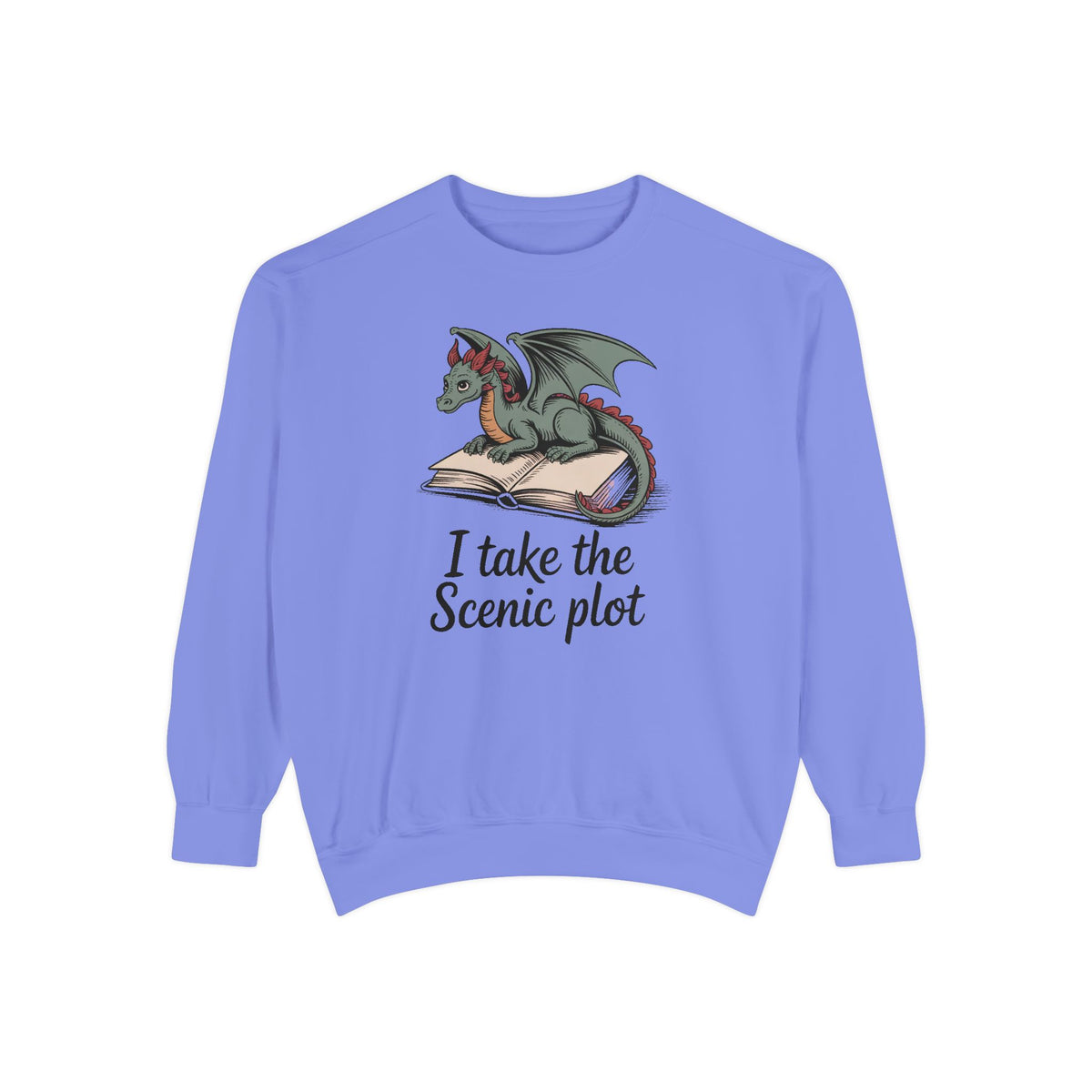 Fantasy Reader Sweatshirt, I Take The Scenic Plot, Dragon Book Lover Gift, Bookish Hobby Sweatshirt, Cute Dragon Reading Tee, Gift For Book…