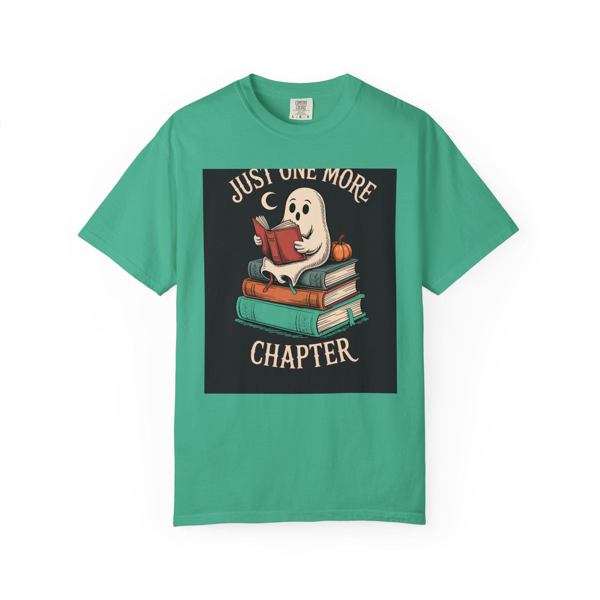 Just One More Chapter Ghost Shirt, Halloween Reading Tee, Bookish Ghost T-Shirt, Cozy Spooky Season Gift for Book Lovers