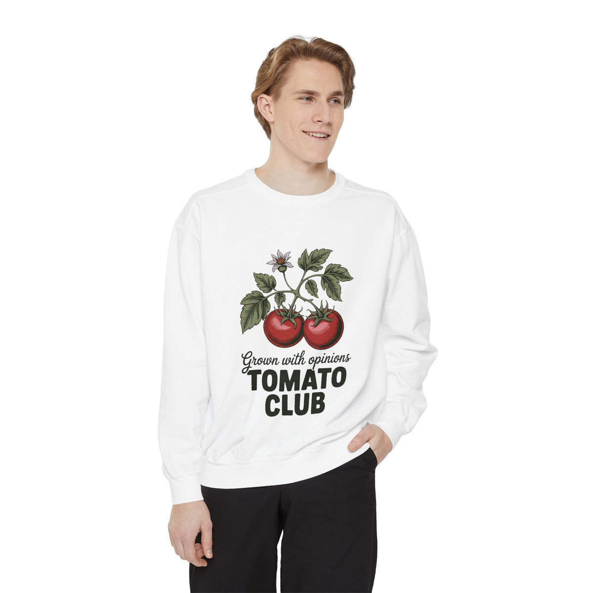 Gardener Sweatshirt, Tomato Club Gift For Gardener, Grown With Opinions Funny Garden Crewneck, Vegetable Gardening Hobby Gift