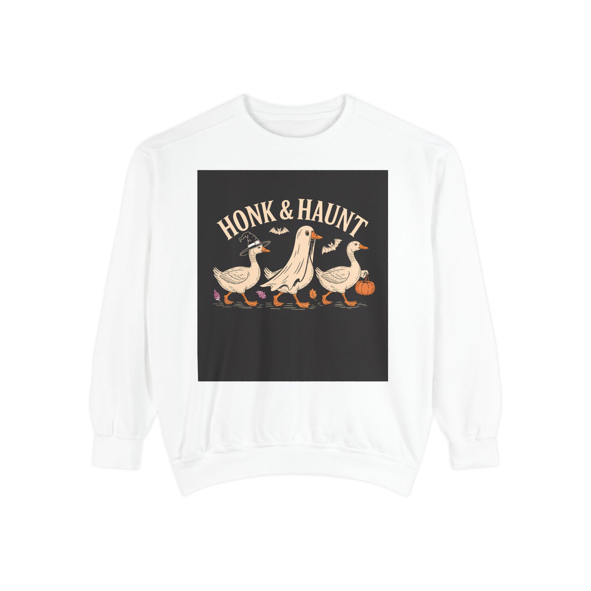 Honk & Haunt Geese Sweatshirt, Funny Halloween Goose Crewneck, Vintage Spooky Season Sweatshirt, Bird Lover Halloween Gift
