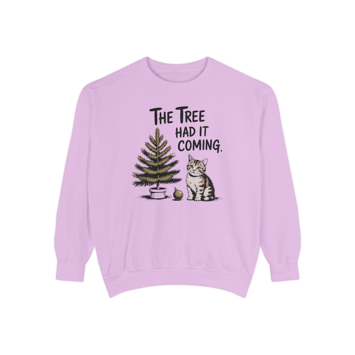 Cat Lover Sweatshirt, Funny Christmas Cat Gift, The Tree Had It Coming Crewneck, Cat Mom Christmas Sweater, Funny Holiday Gift For Cat Love…