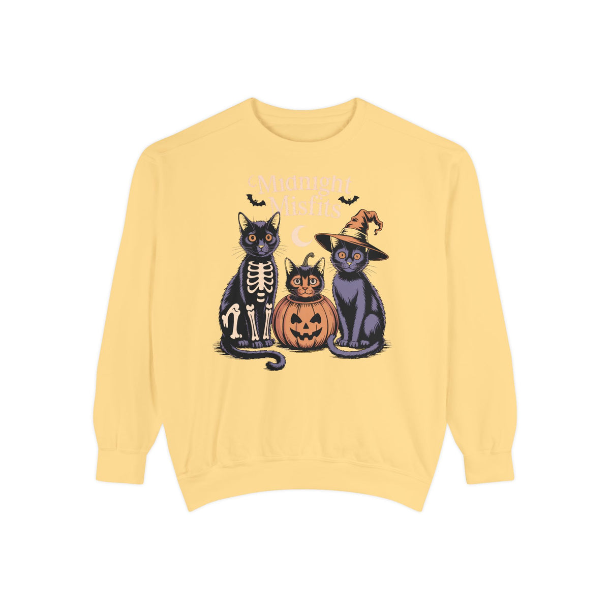 The Midnight Misfits Cats Halloween Sweatshirt, Funny Black Cat Costume Crewneck, Spooky Season Cat Lover Gift