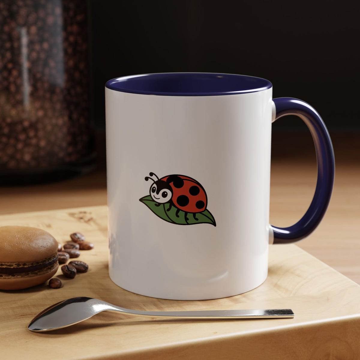 Ladybug On A Leaf Mug, Cute Ladybug Ceramic Mug, Nature Lover Gift, Cottagecore Coffee Cup, Insect Lover Gift Mug