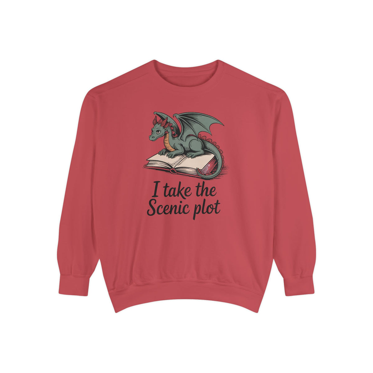 Fantasy Reader Sweatshirt, I Take The Scenic Plot, Dragon Book Lover Gift, Bookish Hobby Sweatshirt, Cute Dragon Reading Tee, Gift For Book…