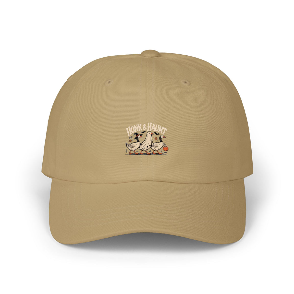 Honk & Haunt Geese Dad Cap, Funny Halloween Goose Hat, Vintage Spooky Season Embroidered Cap, Bird Lover Halloween Gift