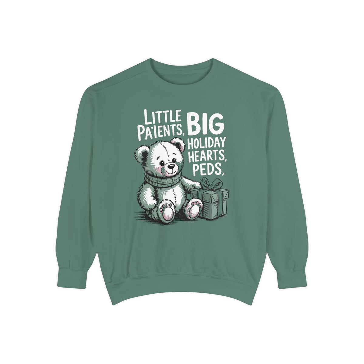 Peds Nurse Sweatshirt, Little Patients Big Holiday Hearts, Pediatric Nurse Christmas Crewneck, Christmas Gift For Peds Nurse, Nurse Crew Ho…