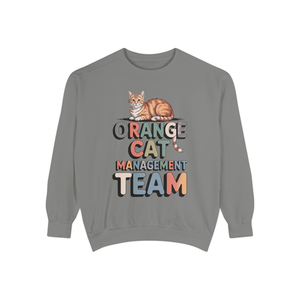 Orange Cat Mom Sweatshirt, Orange Cat Management Team Crewneck, Funny Family Roles Gift, Retro Cat Lover Sweater, Cat Mom Gift, Embroidered…