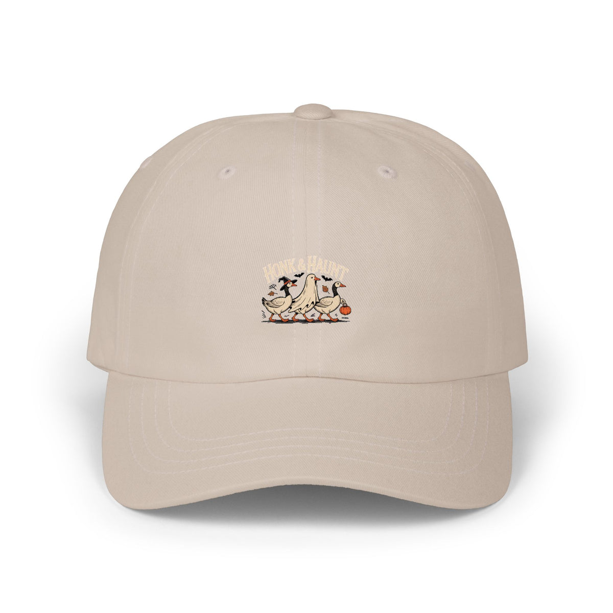 Honk & Haunt Geese Dad Cap, Funny Halloween Goose Hat, Vintage Spooky Season Embroidered Cap, Bird Lover Halloween Gift
