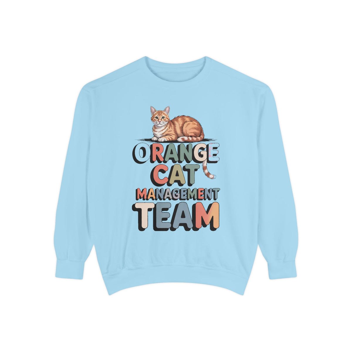 Orange Cat Mom Sweatshirt, Orange Cat Management Team Crewneck, Funny Family Roles Gift, Retro Cat Lover Sweater, Cat Mom Gift, Embroidered…