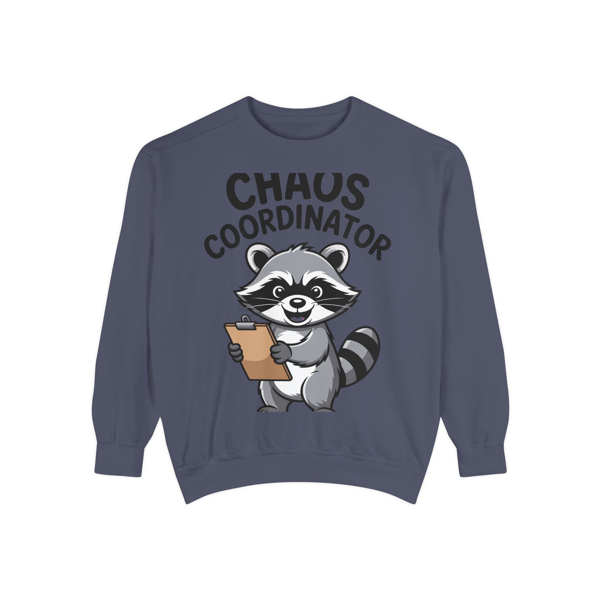 Chaos Coordinator Raccoon Sweatshirt, Funny Raccoon Crewneck, Cute Cartoon Raccoon Gift, Embroidered Patch Style Pullover