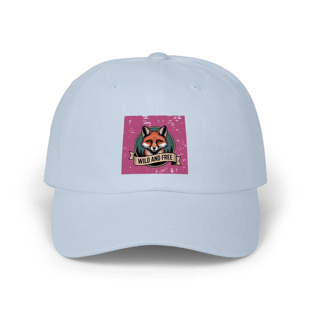 Retro Fox Dad Hat, Vintage Wildlife Badge Cap, Wild and Free Embroidered Hat, Outdoor Nature Lover Gift, Unstructured Baseball Cap