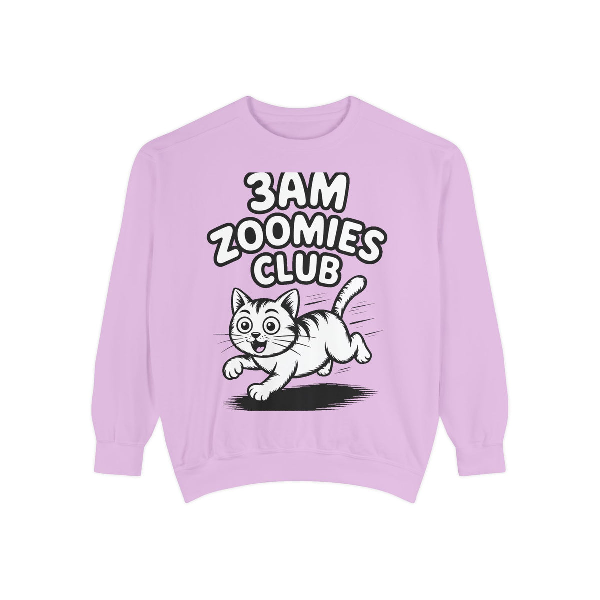 3AM Zoomies Club Sweatshirt, Funny Cat Crewneck, Cute Crazy Cat Lover Gift, Embroidered Patch Style Cat Sweatshirt