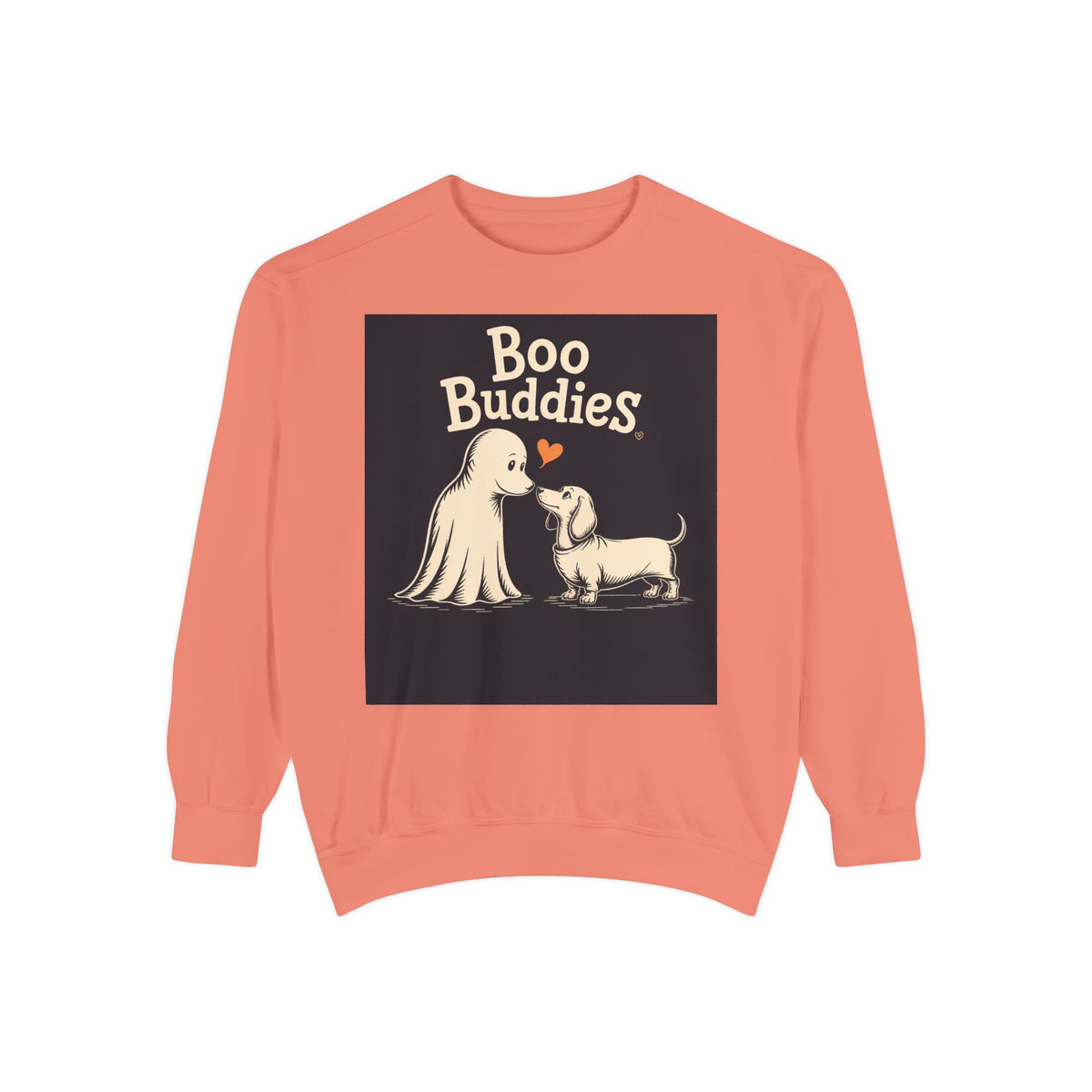 Boo Buddies Dog And Ghost Sweatshirt, Cute Dachshund Halloween Crewneck, Funny Ghost Dog Lover Halloween Gift