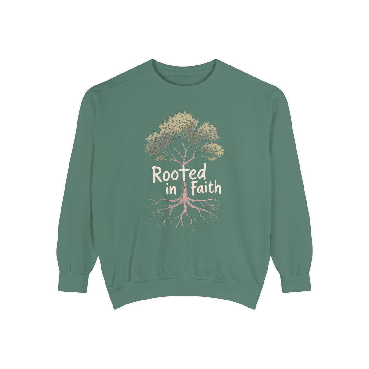 Rooted In Faith Sweatshirt, Christian Minimalist Crewneck, Faith Based Gift, Botanical Cross Tree Sweatshirt, Religious Positive Message Tee