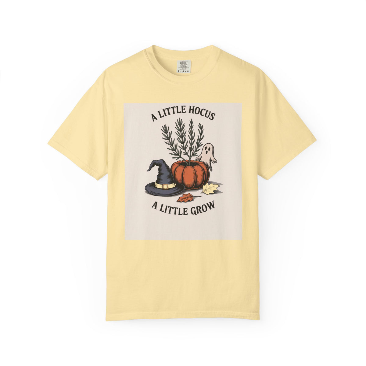 A Little Hocus A Little Grow Shirt, Halloween Botanical T-Shirt, Pumpkin Planter Witch Hat Ghost Tee, Cozy Fall Gift