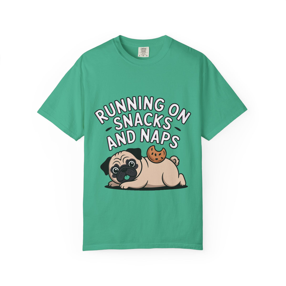 Funny Pug Shirt, Running On Snacks And Naps T-Shirt, Cute Pug Lover Gift, Napping Dog Tee, Lazy Dog Graphic Shirt