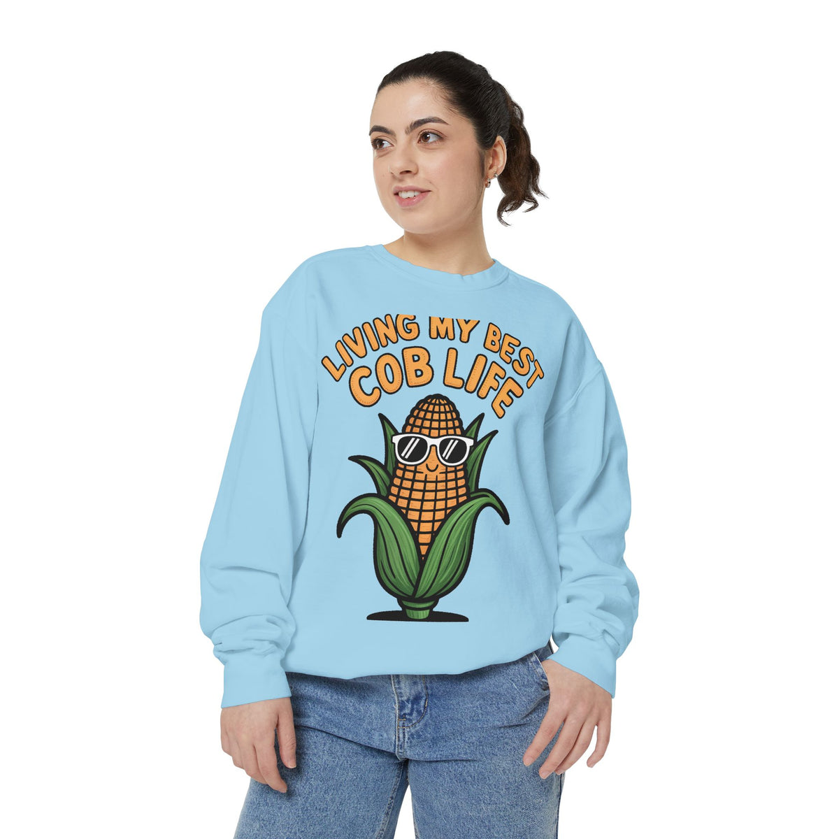 Best Cob Life Corn Sweatshirt, Funny Corn Sunglasses Crewneck, Cute Vegetable Pun Shirt, Garden Lover Gift, Embroidered Patch Style