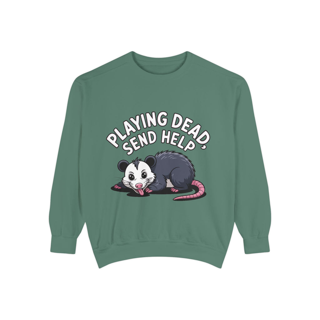 Funny Opossum Sweatshirt, Playing Dead Send Help Crewneck, Cute Possum Lover Gift, Funny Animal Sweatshirt for Introverts