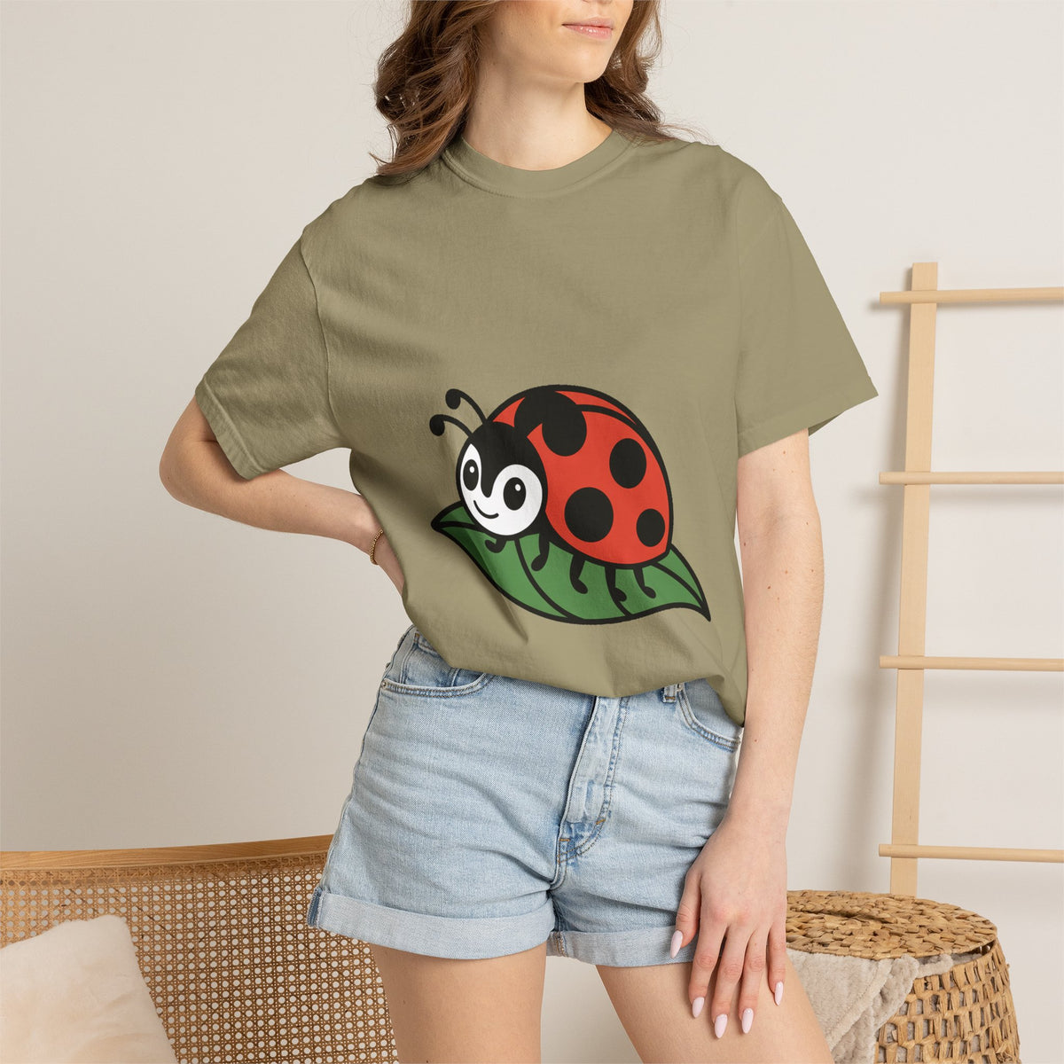 Cute Ladybug T-Shirt, Ladybug On A Leaf Shirt, Garden Bug Lover Gift, Nature Insect Graphic Tee, Kids Ladybug Shirt