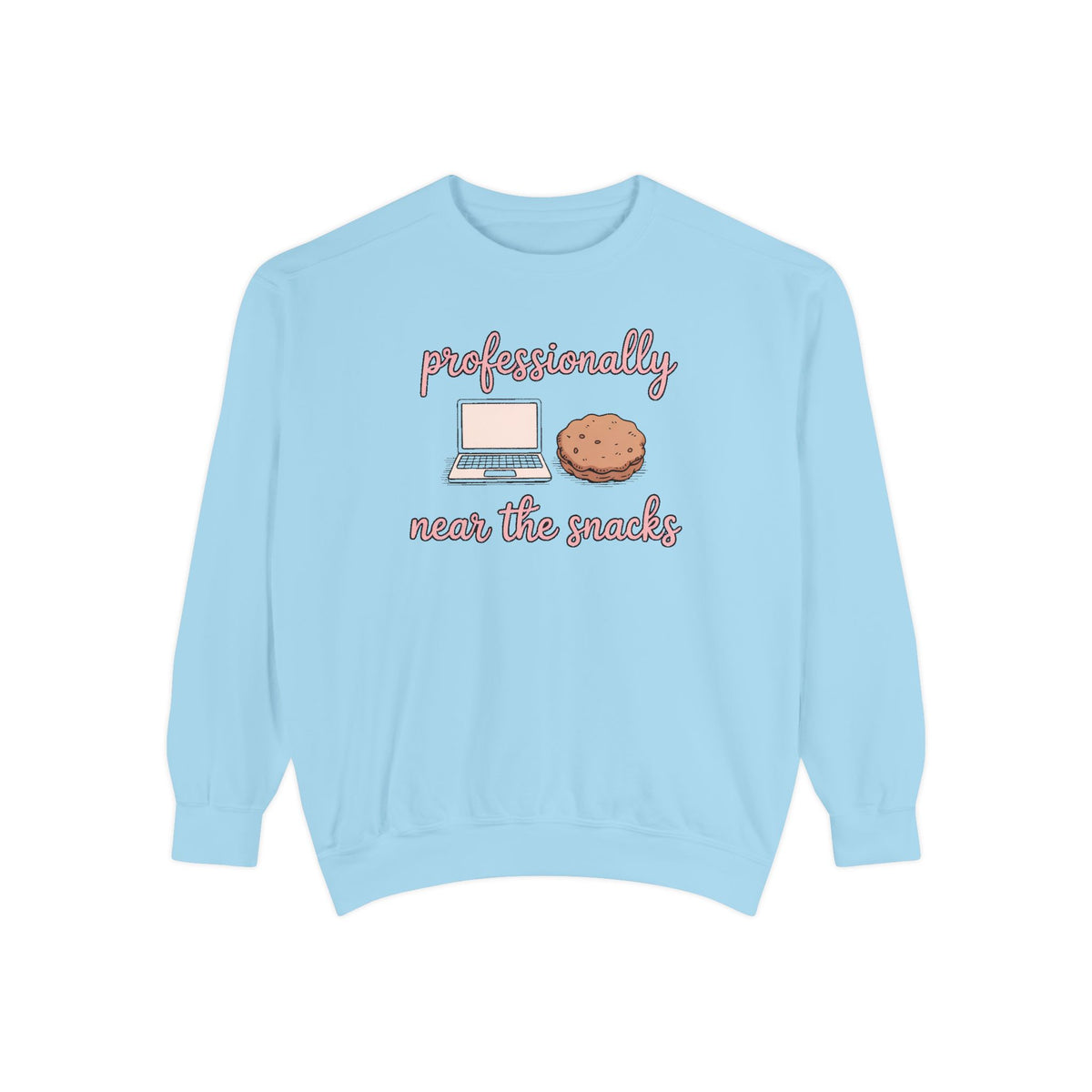 Remote Worker Sweatshirt, Professionally Near The Snacks, Funny Work From Home Gift, Sarcastic Office Crewneck, Coworker Christmas Gift, WF…