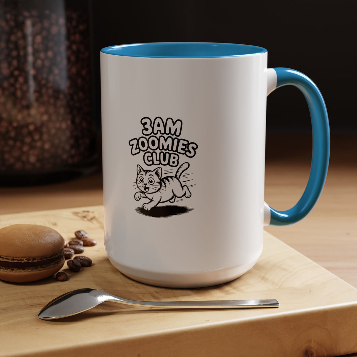 3AM Zoomies Club Mug, Funny Crazy Cat Coffee Mug, Cute Cartoon Cat Lover Gift, Zoomies Cat Owner Present, Ceramic Accent Mug